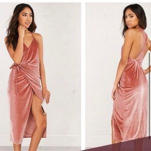 Velvet wrap midi dress